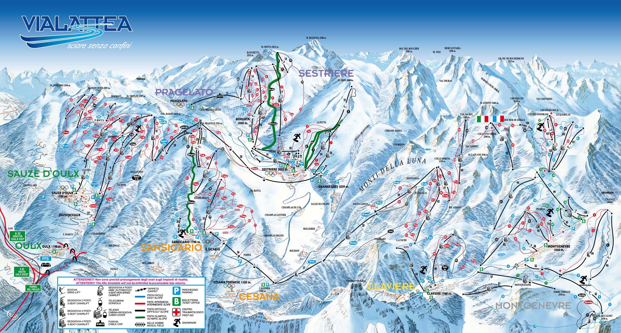 Нажмите, чтобы увеличить лыжные трассы долины Аоста: