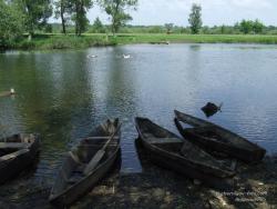 Деревянные лодки на реке Убедь